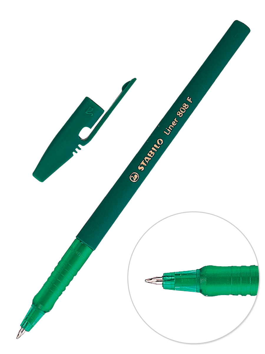 Ручка шариковая зелёная Stabilo 808F