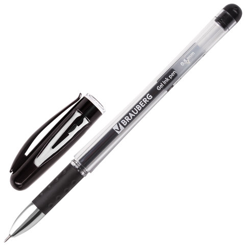 Ручка гелевая чёрная с тонким наконечником Brauberg Geller