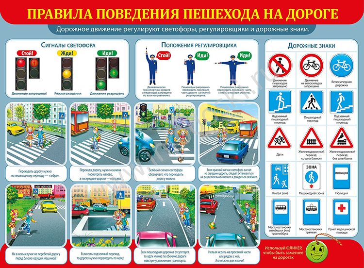 Правила поведения пешехода на дороге. Плакат А2