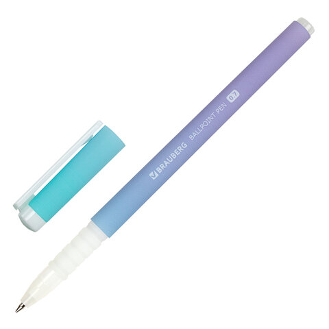 Ручка шариковая синяя с грипом Gradient Pastel Brauberg