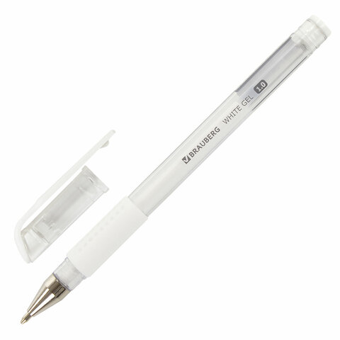 Ручка гелевая белая с грипом Brauberg