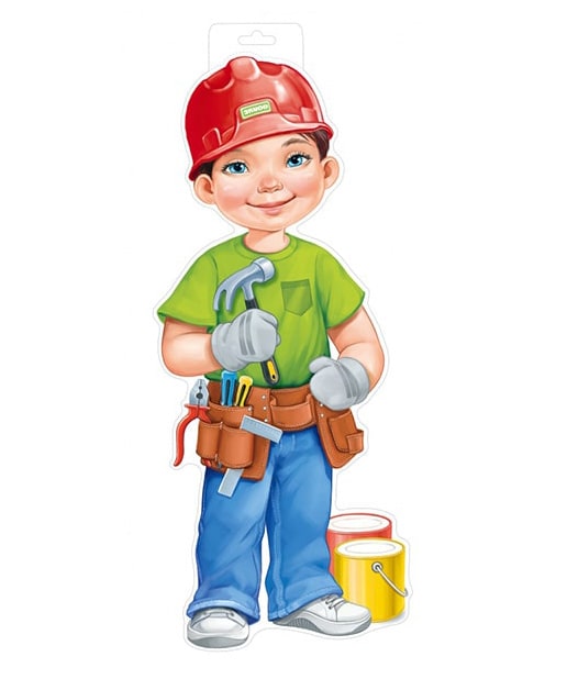 Мальчик-строитель. Плакат вырубной