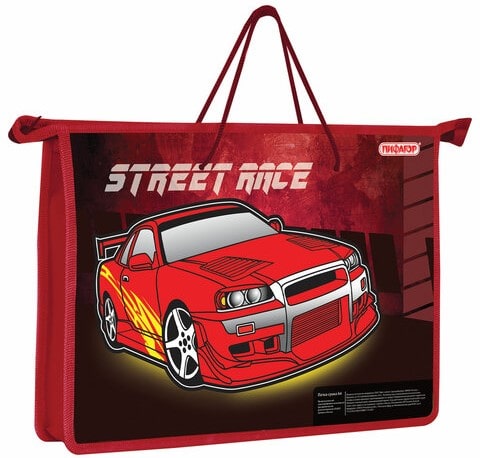 Папка-сумка А4 на молнии с ручками Street Race Пифагор