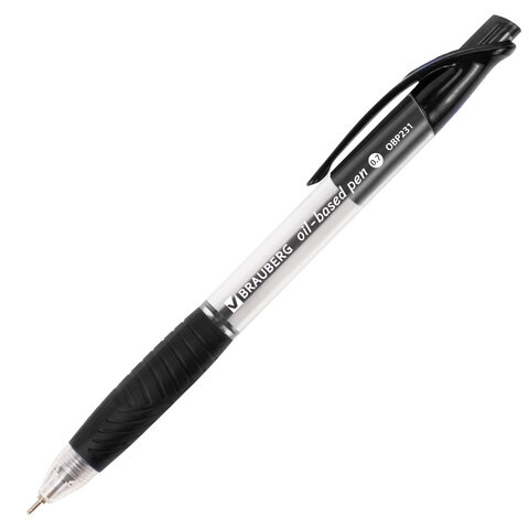 Ручка масляная чёрная автоматическая 0,7 мм Brauberg