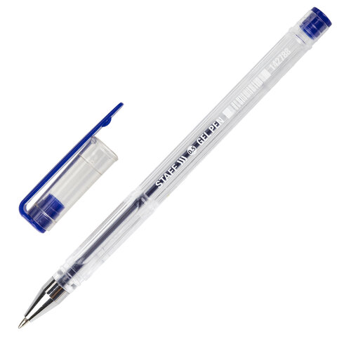 Ручка гелевая синяя STAFF