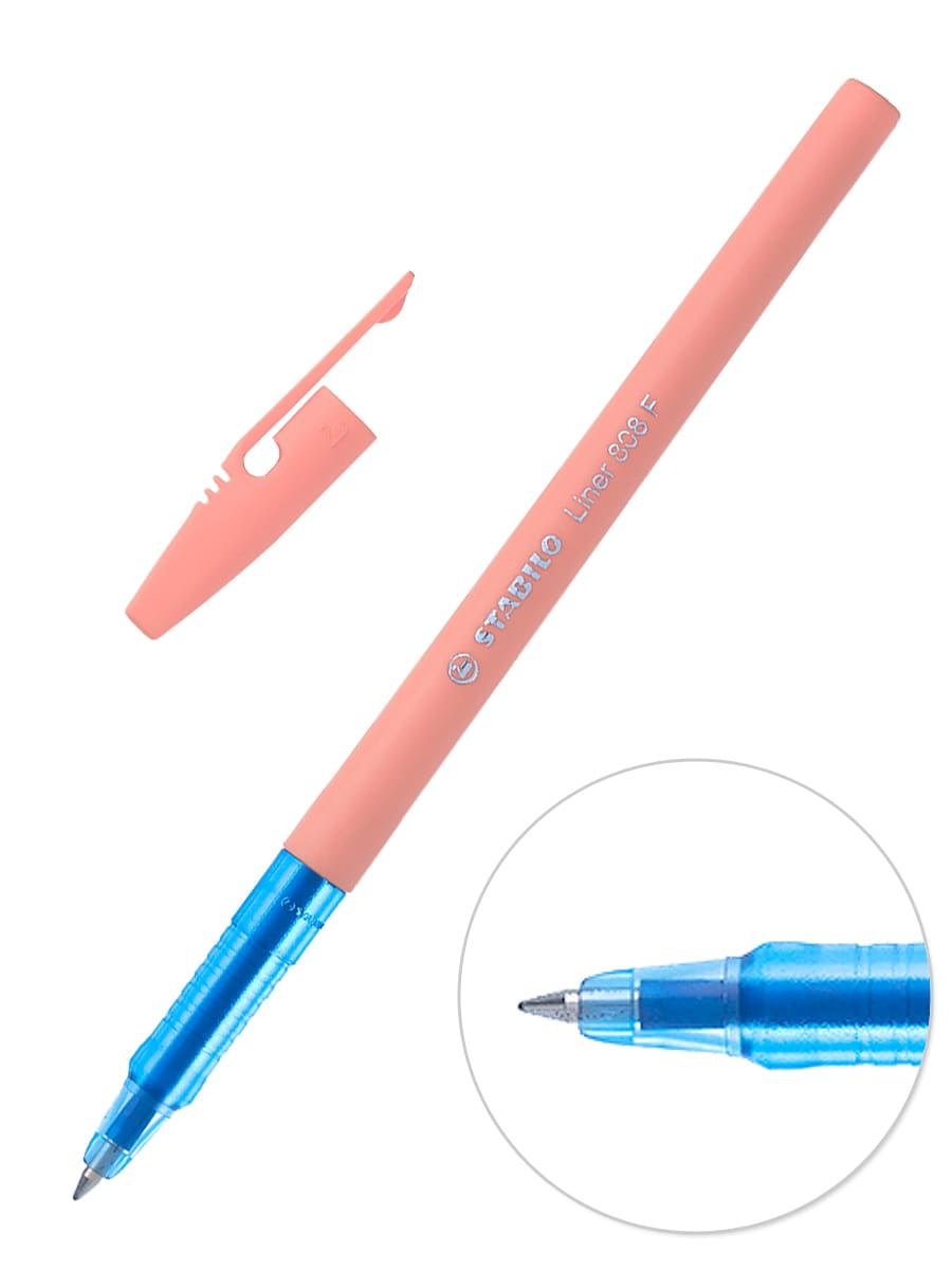 Ручка шариковая синяя Stabilo 808F корпус персиковый