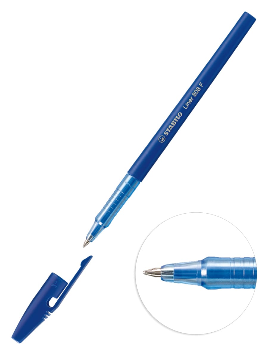 Ручка шариковая синяя Stabilo 808F корпус синий