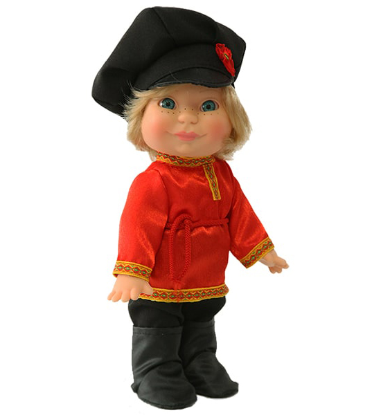 Кукла Веснушка мальчик в русском костюме